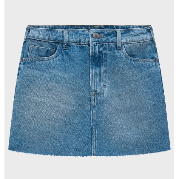 Shorts Saia Curta em Jeans com Cintura Alta Azul