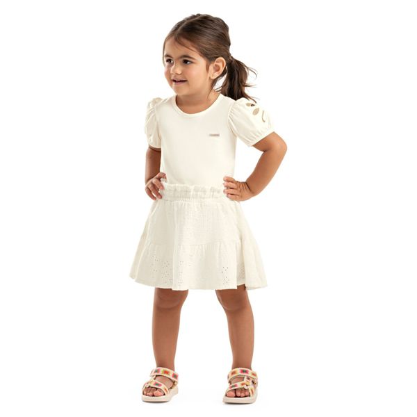 Conjunto Infantil Menina Bordado Vazado Colorittá Bege