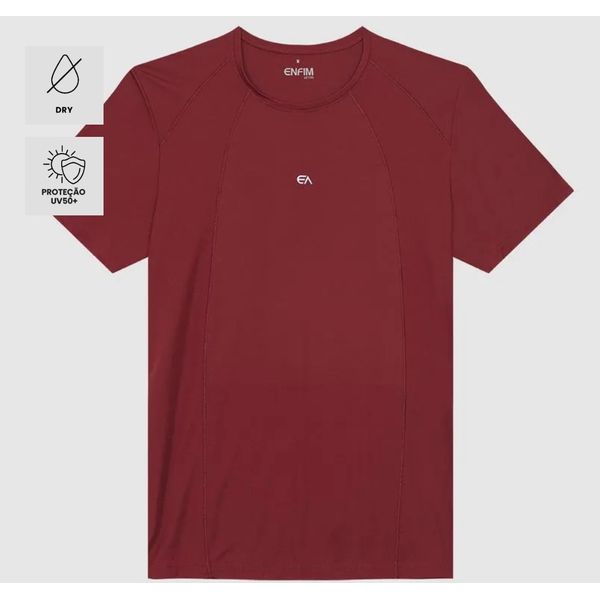 Camiseta Masculina Slim Com Recorte Em Malha Dry E Proteção UV50+ - ENFIM