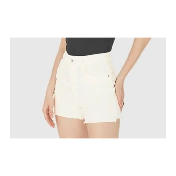 Shorts Feminino Cintura Alta Em Sarja Com Elastano