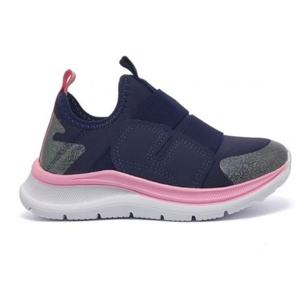 Tênis Infantil Menina Klin Walk Slip On Marinho e Rosa 354.008