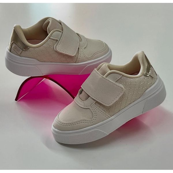 Tênis Klin Sky Infantil Off White e Dourado