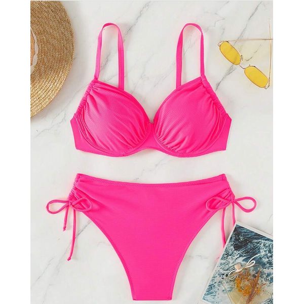 Biquini com Bojo Resistente Calcinha Cintura Alta Hot Pants Amarracao