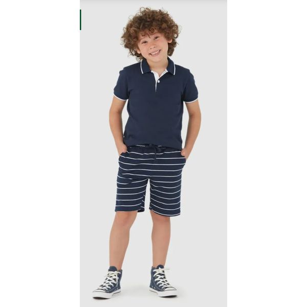 Bermuda Infantil Menino Listrada Em Moletom Malwee Kids