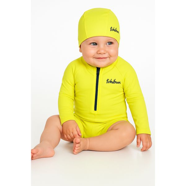 Macaquinho Praia Infantil Proteção UV amarelo Neon