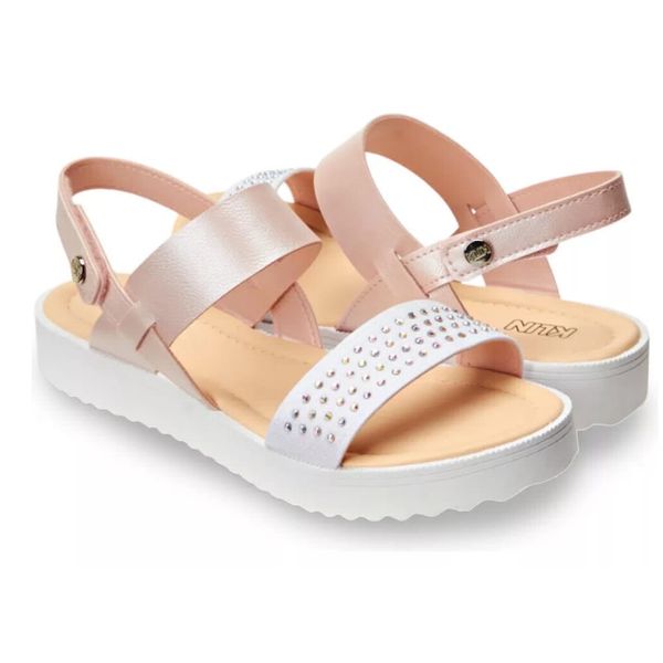 SANDALIA KLIN LOLA ROSA COM BRILHOS.
