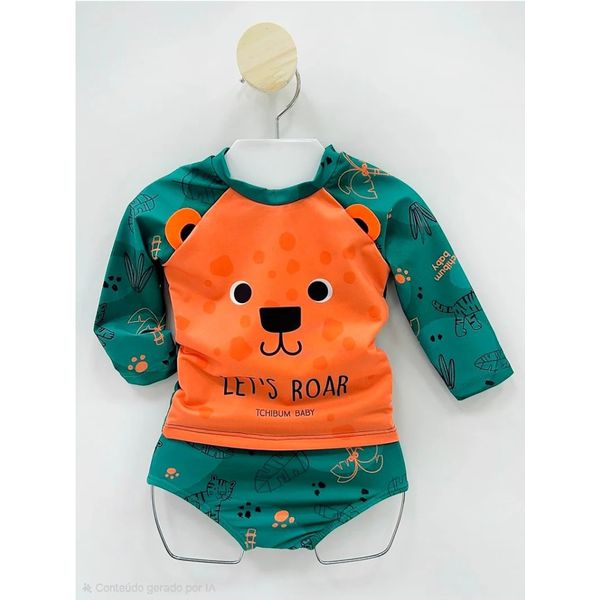 Conjunto Menino Camiseta UV e Sunga Tigre Kamylus