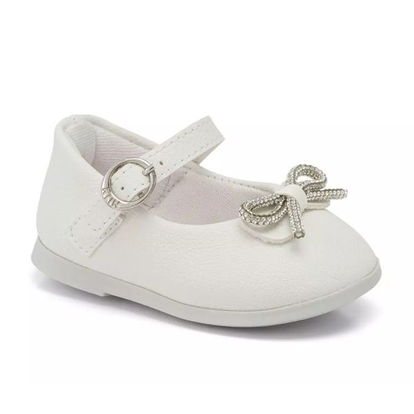 Sapatilha Infantil Klin Princesa Baby Laço Brilhante - Branco 