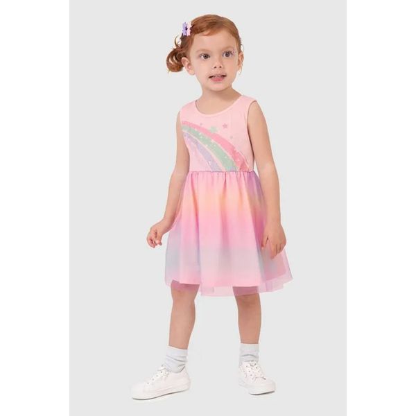 Vestido Infantil Estampa Glitter Em Algodão Com Tule - Carnaval Malwee Kids