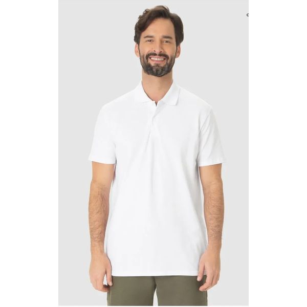Camisa Polo Básica Masculina Gola Retilínea Em Piquet Stretch