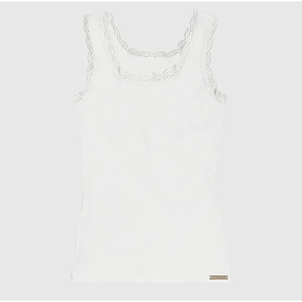 Regata Feminina Com Detalhe Renda Em Ribana