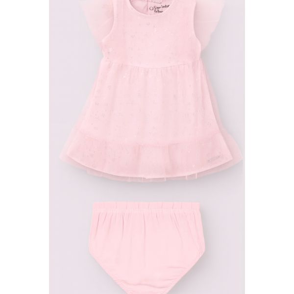Conjunto Bebê Menina Vestido Tule Foil + Calcinha - Carinhoso
