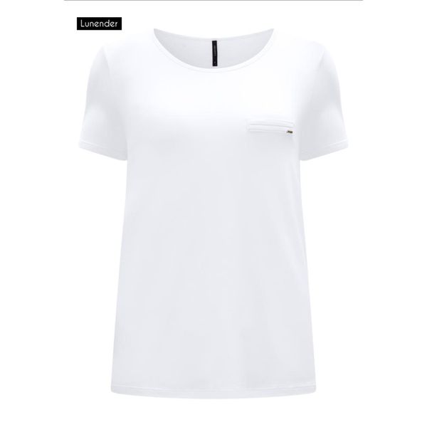 Blusa De Mangas Curtas Em Malha Lisa Com Detalhe Frontal