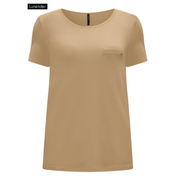 Blusa De Mangas Curtas Em Malha Lisa Com Detalhe Frontal