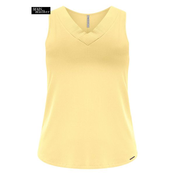 BLUSA REGATA CANELADA COMALÇAS LARGAS E DECOTE EM <