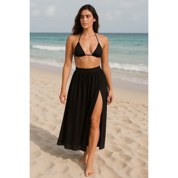 saída saia longa com fenda 