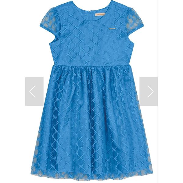 Carinhoso - Vestido Azul Godê em Tule Menina