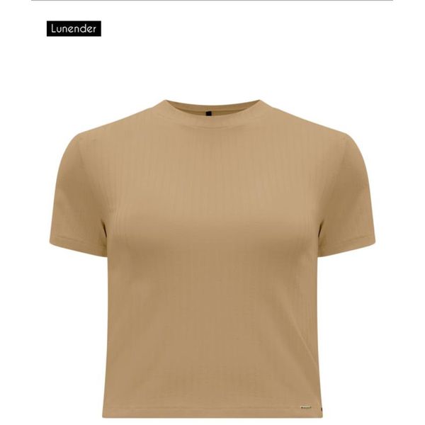 Blusa Básica Lunender Cropped Bege