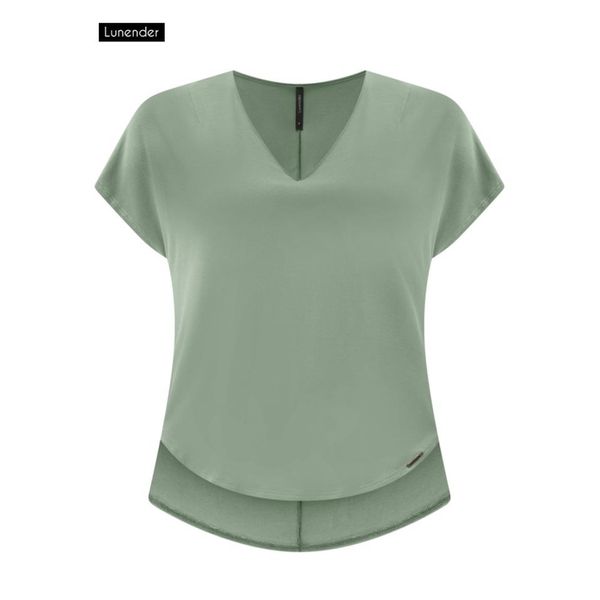 Blusa Verde Alongada Decote V 
