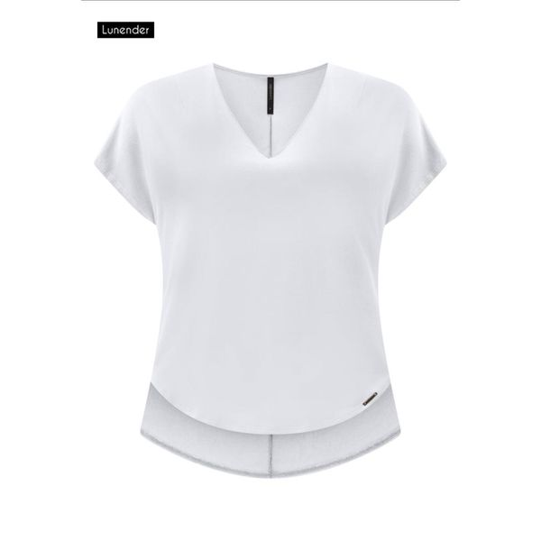 Blusa Branca Alongada Decote V 