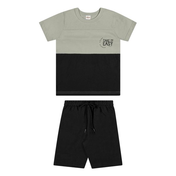 Infantil Conjunto MeninoBicolor Texturizado