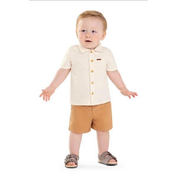 Colorittá - Conjunto Bebê Menino Camisa Colorittá Bege