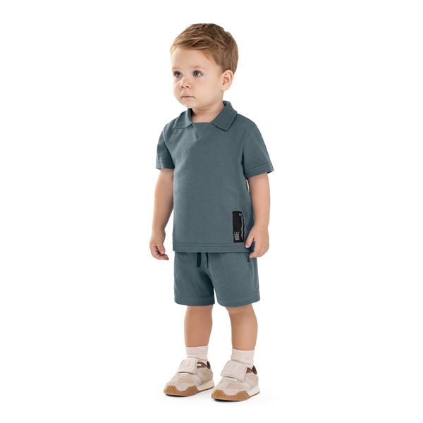 Conjunto Infantil Polo Piquet Azul Colorittá