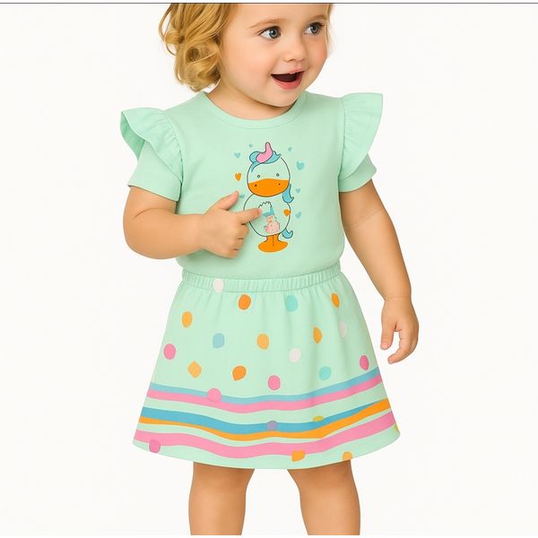 Conjunto Bebê Menina Unicórnio Com Pompom Elian Verde