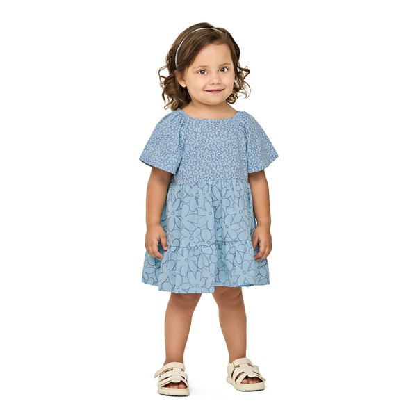 Vestido Infantil Menina Meia Malha Flores Elian