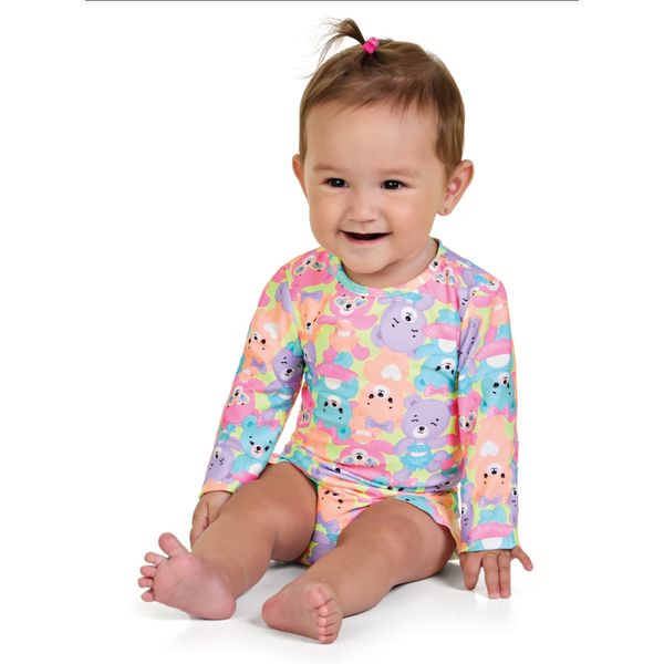 Maiô Body Bebê Meninas Manga Longa