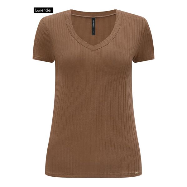 BLUSA MALHA CANELADO TRACY MARROM 