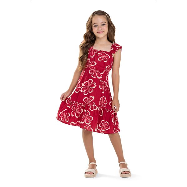 Vestido Infantil Folhas Vermelho Coloritta 