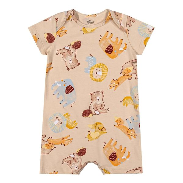 Macaquinho Bebê Menino Animais Elian Bege