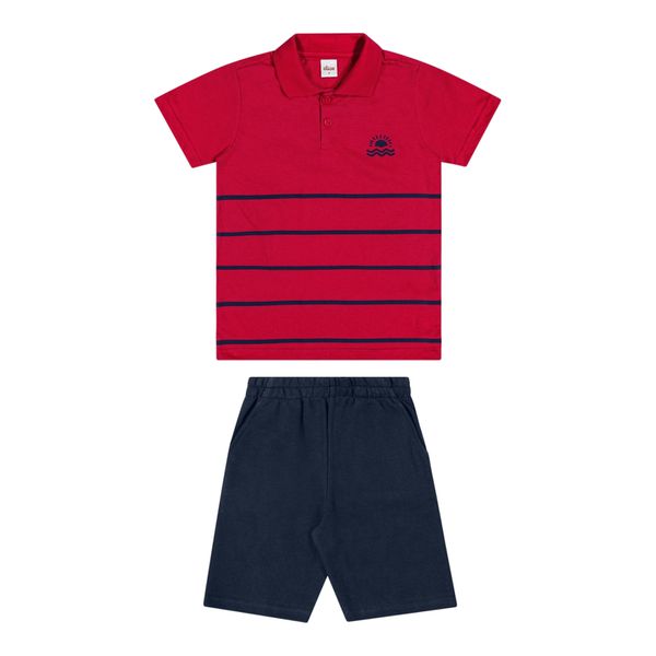 Conjunto Polo Menino Summer Elian Vermelho
