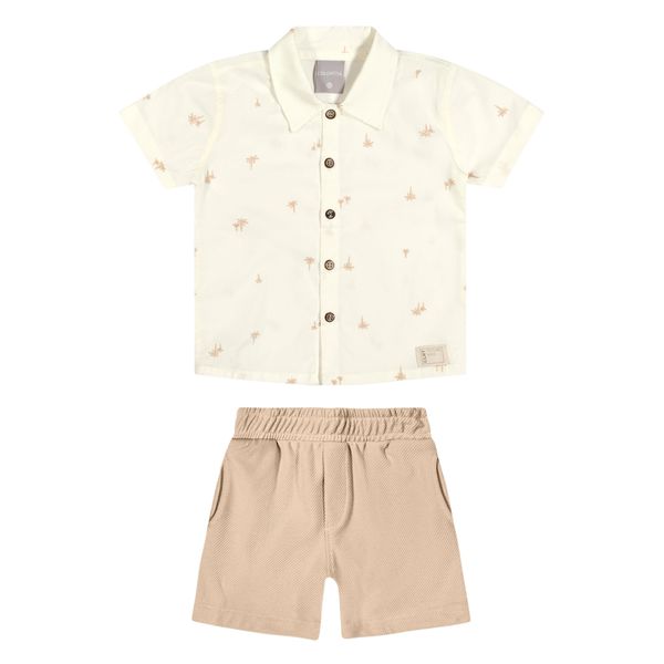 Conjunto Social Infantil Menino Palmeira Colorittá Bege