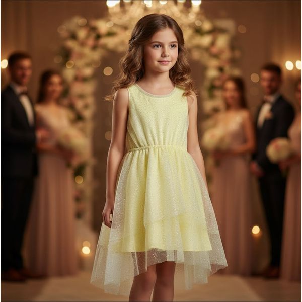 Vestido Menina Acinturado Em Viscose E Tule - Carinhoso