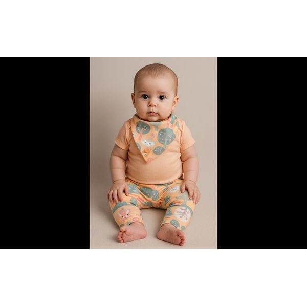 Kit Bebê Menina Com Babador Elian laranja
