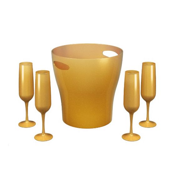 KIT CELEBRATION COOLER + 4 TACAS ESPUMANTE DOURADO