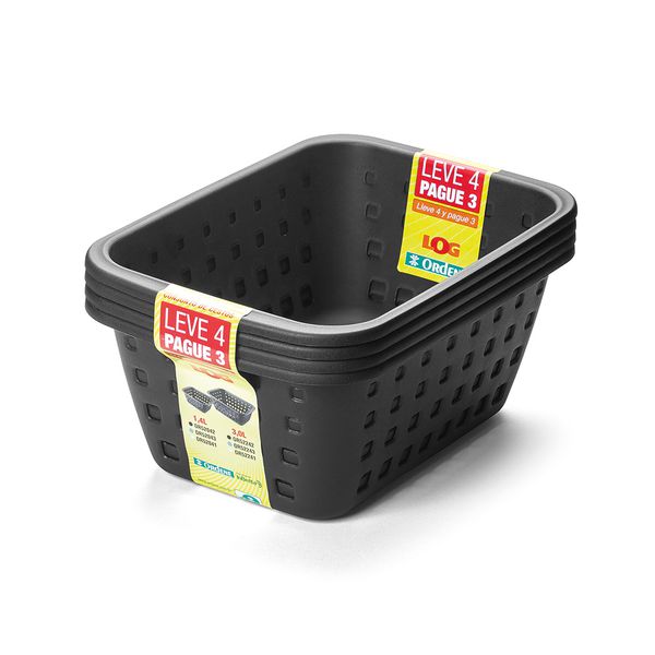 LOG CESTO PLASTICO PRETO C/4 M L4P3 1X12