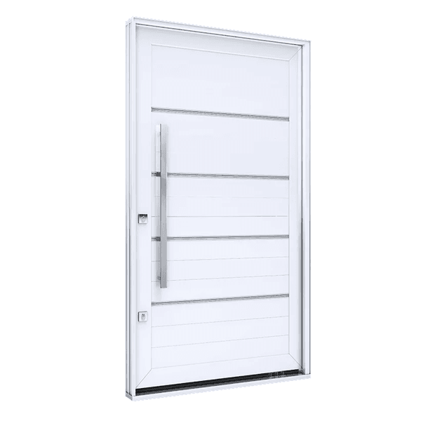 PORTA ALUMÍNIO BRANCA 225X130CM PIVOTANTE ESQUERDO C/ FRISO
