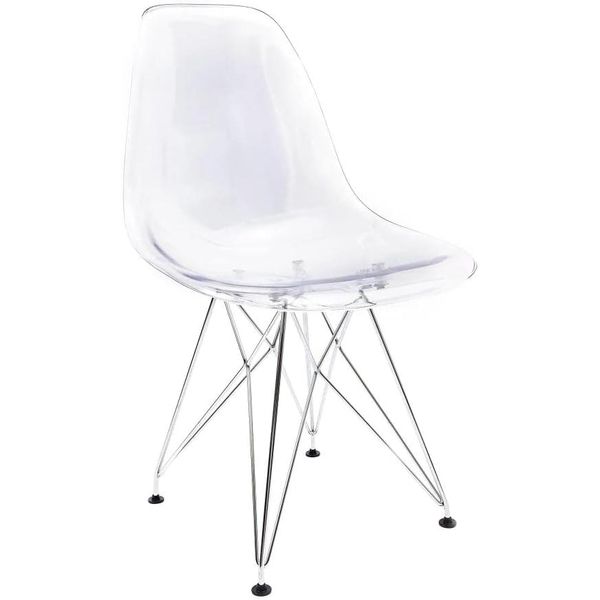 CADEIRA EAMES TRANSPARENTE EIFEL CROMADA
