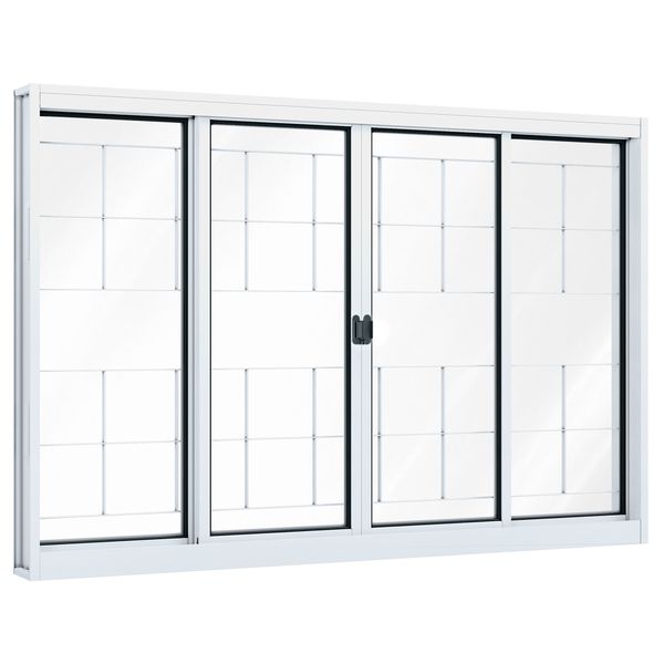 JANELA AÇO BRANCA 100x100 COM GRADE