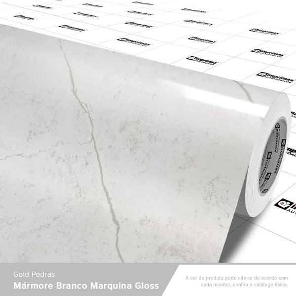LAMINADO CONTINUO VINIL 1,22X0,14MM GOLD PEDRAS MARMORE BRANCO MARQUINA GLOSS