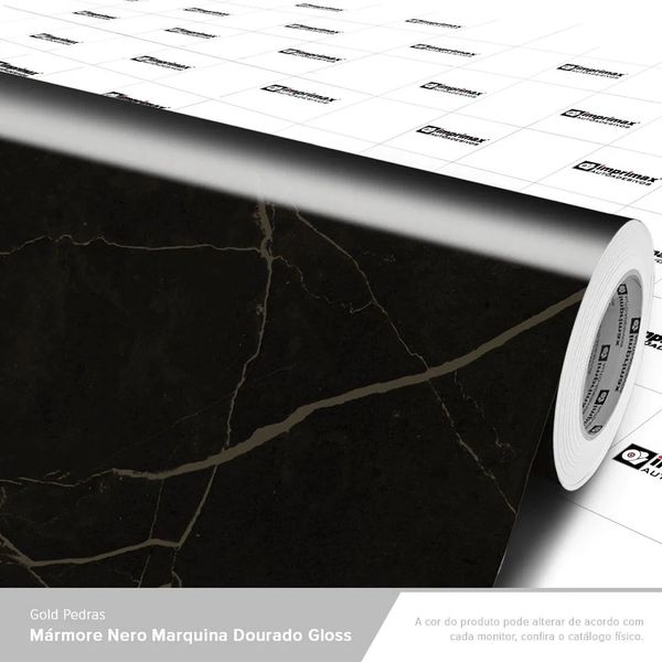 LAMINADO VINIL 1,22 X 0,14MM GOLD PEDRA MARMORE NERO MARQUINA DOURADO GLOSS