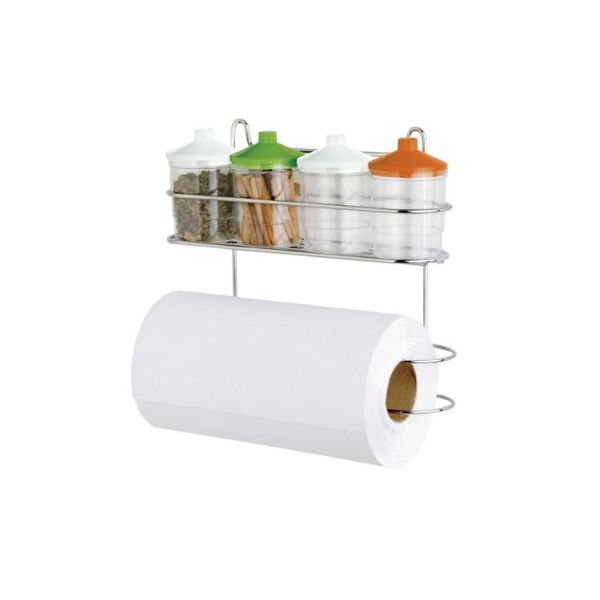 SUPORTE C/4 POTES E PORTA ROLOS CROMADO