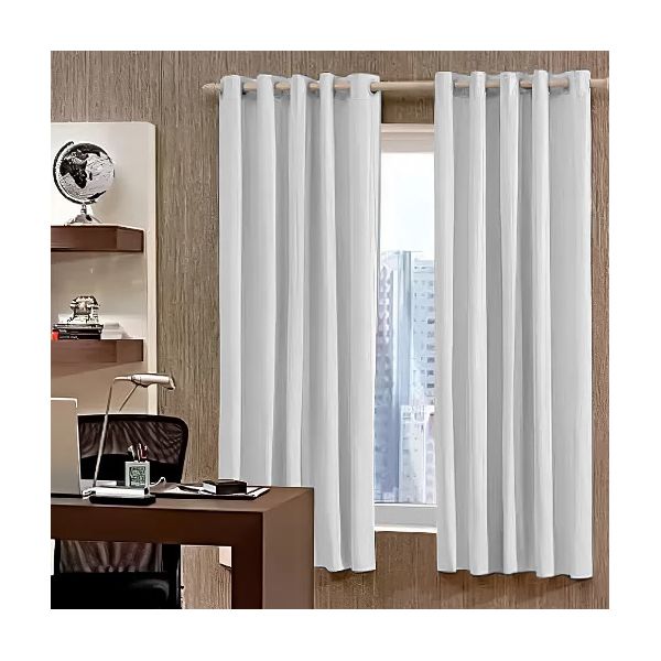 CORTINA CORTA LUZ 2,60X1,70M ILHOS BRANCO/CINZA