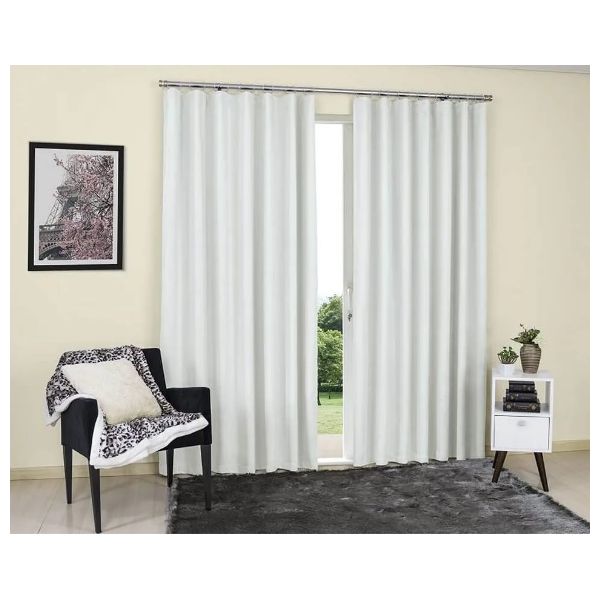 CORTINA CORTA LUZ TECIDO ARGOLA 2,00 X 1,70M LISO/MARFIM