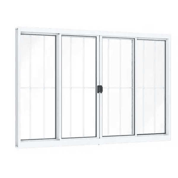 JANELA ALUMÍNIO BRANCA 100x120 COM GRADE 4 FOLHAS
