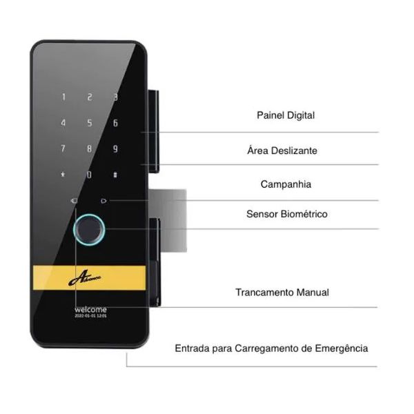 FECHADURA DIGITAL GLASS GIRO 4600 SOBR/VIDRO - PRETA