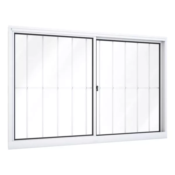 JANELA ALUMÍNIO BRANCA 100X120 C/GRADE 2 FOLHAS